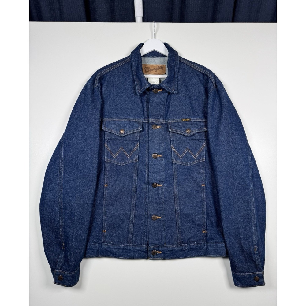 Vintage Wrangler Authentic Western Denim Jacket Men's Large 74145PW Dark Wash
